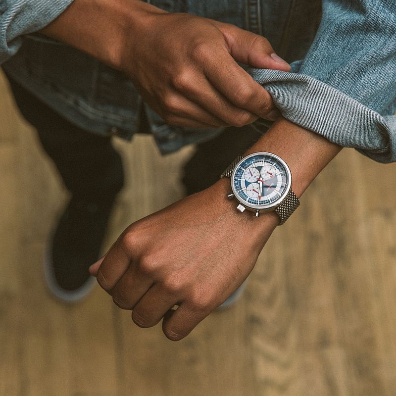Bulova Chronograph C Men's Special Edition Blue Dial Mesh Watch